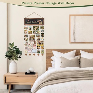 Articles de mariage en bois populaires à l'international, pinces à photos murales, panneaux décoratifs suspendus, créations artisanales en bois avec pinces à photos, rénovation - Product Image 4