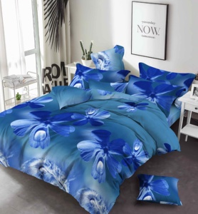 Drap de lit en microfibre bleue simple brossée, tissé 100% polyester, vente en gros, ensemble de literie - Product Image 5