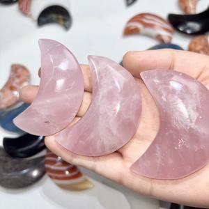 Kristal oyma zanaat cilalı şifa karışık taş gri akik Geode hilal gül kuvars ay - Product Image 4