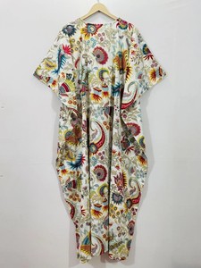 Women's Casual Wear Floral Print <b>Kaftan</b> <b>Dress</b> Long Boho Style <b>Dress</b> Relaxed Fit Gathered Drawstring Waist Outfit - Product Image 5