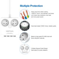 Vastfafa Multiprise avec 4 ports USB et 2 prises CA, interrupteurs électriques intelligents, prise UE, technologie NFC, câble de 1,5 m, 10A 230V