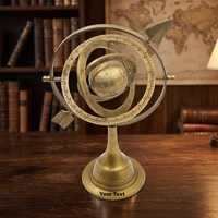 Sphère armillaire vintage en laiton avec motif zodiacal, globe céleste antique décoratif pour la maison, le bureau, objet d'exposition astronomique et cadeau