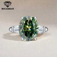 Bague en argent plaqué or 18 carats de haute qualité S925, moissanite ovale vert foncé 3 carats, certificat GRA, sertissage pavé, minimaliste et élégante