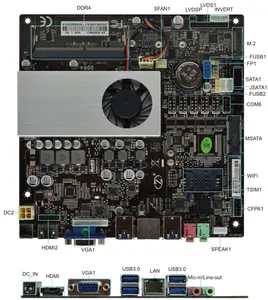 Mini PC bo mạch chủ với Intel I7 6500U i5 i3 6th Gen CPU Bo mạch chủ Mini ITX x86 kiosk, tất cả trong một PC Board
