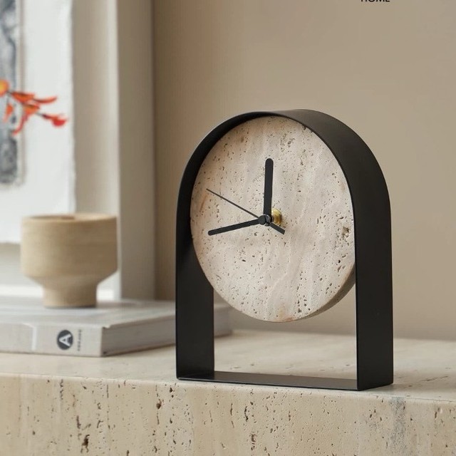 Crafts Small Desk Clock Living Room Desktop Decoration Home Stone Marble Clock Ornament Modern Minimalist Creative