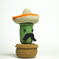 KIVA Poupée Cactus Cowboy Mini au Crochet Faite à la Main, Pot de Fleurs Mignon, Fleur Dansante, Jouet DIY de Couture et de Tissage, Décoration de Fêtes