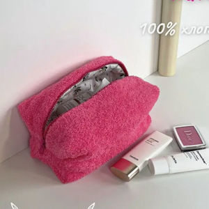 Cute plush towel toiletry bag, large capacity, travel portable skincare and cosmetics <b>storage</b> bag, creative <b>makeup</b> bag - Product Image 2