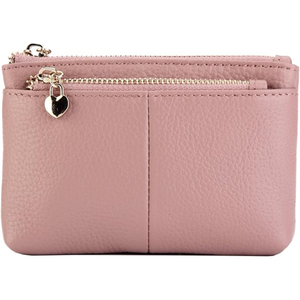 Portefeuille gris minimaliste pour femme avec fermeture éclair et décoration en forme de cœur, style japonais, doublure en polyester - Product Image 4