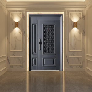 Puerta <span class=keywords><strong>de</strong></span> Entrada <span class=keywords><strong>Exterior</strong></span> Negra, Estructura Insonorizada Resistente al Fuego, Puerta Metálica <span class=keywords><strong>de</strong></span> Alta Gama Anti-Rasguños <span class=keywords><strong>para</strong></span> Uso en Mansiones - Product Image 1