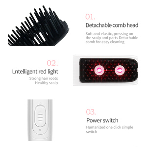 Portable Beauty Hair Care Massager Comb AA Battery Red Light <b>Scalp</b> Massager Hair Care OEM lOGO Soft Hair Comb Hair Straightener - Product Image 4