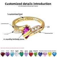 European American College Class Ring Grenz überschreitende benutzer definierte feine Ring Dezember Birth stone Trendy personal isierte Gravur Hot Selling