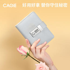 Carnet de notes A7 personnalisé en cuir PU rigide, style vintage, avec serrure à code <span class=keywords><strong>secret</strong></span> et reliure cousue, multicolore - Product Image 2