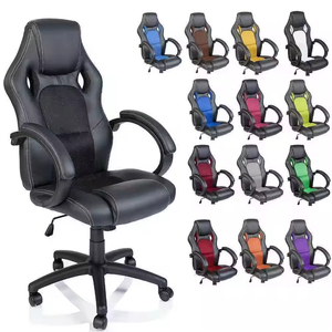 Nouvelle conception, fauteuil ergonomique pivotant inclinable en cuir synthétique noir à dossier haut, avec cadre métallique, pour jeux sur PC, modèle 5609 Gaming - Product Image 6