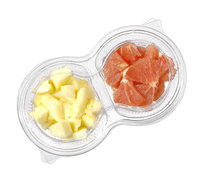 2 Pans Récipient à salade jetable rond en PET Boîte d'emballage de fruits à emporter en plastique à double compartiments pique-niques