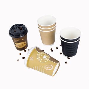 Vasos de Papel Desechables Ecológicos para Café con Impresión Personalizada y Tapas - Product Image 4