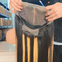 Peluca de Cabello Humano con Frente de Encaje Transparente SDD 13x6, Color FP1b/27, 22 Pulgadas, Lacia, para Mujeres Negras, Precio Económico