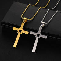 Collier pendentif croix style Dominic Toretto, zircon, acier inoxydable, bijoux tendance, cadeau pour femmes et hommes
