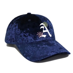 High Quality Custom Logo 3D Puff Embroidery Waterproof Sporty Formal Winter Velvet Fabric Blue Snap Back 6-Panel <b>Baseball</b> <b>Cap</b> - Product Image 2