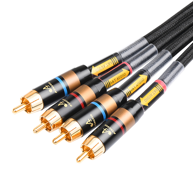 HIFI Audio 2RCA Cable Hifi Main Core Independent Shielding Rca to Rca Cable CD Amplifier Audio Cable Gold-plated Rca Plug