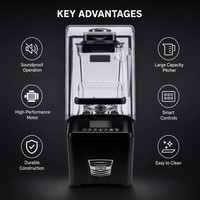 Licuadora Profesional para Batidos con Cubierta Acústica para Bares y Cafeterías - 5 Programas Automáticos, Función de Pulso, 2 Años de Garantía