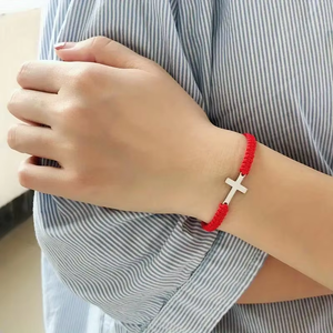 Hot Stainless Steel Cross Woven Rope <b>Bracelet</b> Friendship Couple Lucky Red <b>String</b> <b>Bracelet</b> Women Men <b>Bracelet</b> Jewelry - Product Image 3
