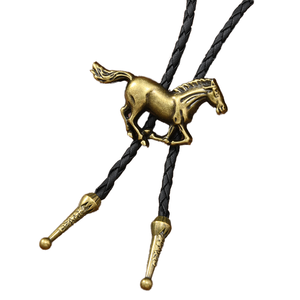欧美国式西部牛仔复古时尚个性钻石合金奔马吊坠女式衬衫项链 - Product Image 1