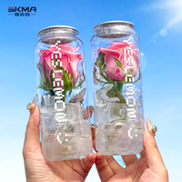 Boîtes en Plastique PET Vides Personnalisées de Chine avec Logo, Canettes de 330 ml Transparentes à Anneau et Ouverture Facile pour Jus et Boissons Gazeuses