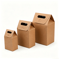 Boîte à poignée en papier kraft vierge personnalisée, boîte d'emballage simple, boîte cadeau pliable pour boulangerie, aliments, mariage, emballage cadeau
