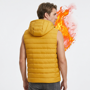 Chaleco Acolchado sin Mangas con Capucha para Hombre, Color Sólido, Cierre de Cremallera, Impermeable, Cortavientos, Ropa Exterior Informal para Otoño e Invierno - Product Image 6