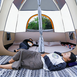 Tente double couche quatre saisons en tissu Oxford pour 6-8 personnes, résistante au soleil et à la pluie, avec poteaux en aluminium et fibre <span class=keywords><strong>de</strong></span> verre, idéale pour le <span class=keywords><strong>camping</strong></span> et les pique-niques en extérieur - Product Image 2