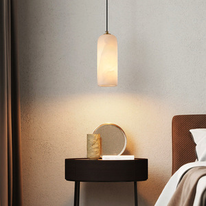 Simple All Copper <b>Light</b> Luxury New Chinese Style High End Hotel Bedroom <b>Bedside</b> Bar Counter Spanish Imported Marble Single Head - Product Image 3