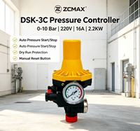 Contrôleur de pression de pompe automatique 3C avec manomètre et protection contre la marche à sec, 220V 16A, interrupteur de pression pour pompe à eau domestique
