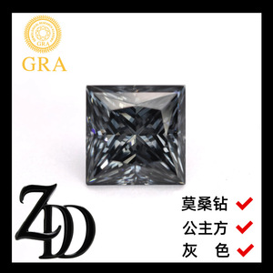 GRA Moissanite Princess Cut Grey Loose Gemstone Synthetic Lab Created For Jewelry Making - Product Image 2