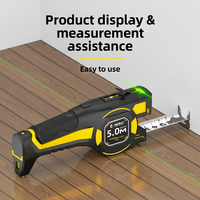 Niveau laser vert rechargeable 2-en-1 à double ligne haute luminosité et ruban à mesurer autobloquant de 5 mètres pour la menuiserie et la construction