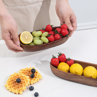 Nouveaux produits – Grand plat créatif en bois d'acacia, design bateau antique, pour fruits secs, snacks et bonbons