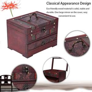 Portagioie in legno con <span class=keywords><strong>specchio</strong></span>, portagioie in legno classico portagioie portabagagli <span class=keywords><strong>porta</strong></span> gioielli - Product Image 2