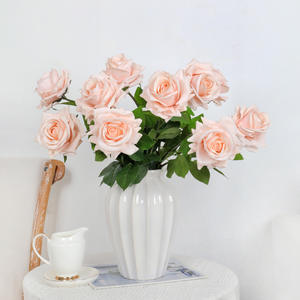 ดอกกุหลาบปลอมสีส้มไหม้ด้วยฝุ่นทำด้วยมือขนาดใหญ่ทำด้วยมือคุณภาพสูงดอกกุหลาบเทียมสัมผัสของจริงสำหรับงานแต่งงาน - Product Image 4