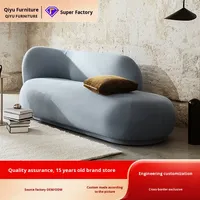 Canapé Courbé Moderne 3 Places en Tissu Flanelle Crème Style Nordique 2026 avec Éponge Haute Densité – Ensemble de Mobilier de Salon
