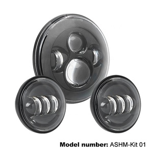 Asend New Arrival Nhà Máy Idrectly Bán 1 Pcs 7 Inch Led Đèn Pha + 2 Pcs Sương Mù 4.5 Inch Ánh Sáng Kit đối Với Xe Máy - Product Image 2