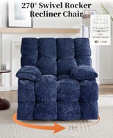 Fauteuil inclinable électrique surdimensionné en chenille avec fonctions pivotante, basculante et glissante, pour personnes de grande taille, avec ports USB et rembourrage épais