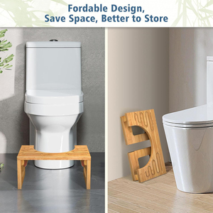Offre Spéciale : Repose-pieds en bambou pour chambre à coucher, tabouret confortable pour s'asseoir, marchepied avec montage facile, tabouret de toilette réglable en hauteur pour position accroupie - Product Image 5