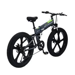 Bicicleta eléctrica plegable de aleación de aluminio, llanta ancha, batería de litio de 1000 vatios, 48V y 26 pulgadas