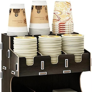 موزع أكواب خشبي بأغطية حامل أكواب TiStm للاستخدام مرة واحدة ومنظم سهل الاستخدام متعدد الأقسام قهوة <span class=keywords><strong>Dr</strong></span> - Product Image 1