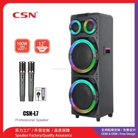 CSN-L7 Prix de gros direct usine Enceinte de fête double 12 pouces 100W avec anneau lumineux RGB TWS Prise en charge OEM ODM USB TF AUX