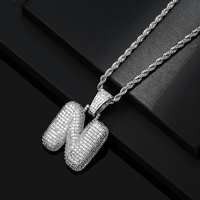 TZM10 plaqué argent vente chaude personnalisé hommes femmes Hip Hop argent laiton bijoux Zircon pavé lettre pendentifs chaînes torsadées