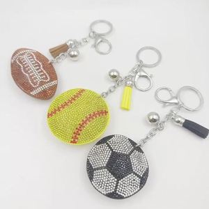 <b>Custom</b> Sports <b>Keychain</b> Supplier - OEM Diamond Baseball/Volleyball Keyring for Team Merchandise Promotional Tassel Charm - Product Image 5