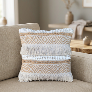 Housse de coussin zippée en coton tissé, écologique, non toxique, faite à la main, au design bohème marocain vintage géométrique carré, nouveau style élégant - Product Image 3
