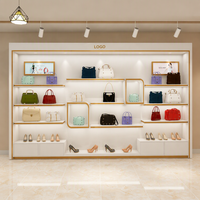 Vitrine de présentation de luxe sur mesure avec éclairage LED pour sacs à main et chaussures, meuble de présentation pour magasin de sacs et chaussures