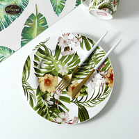 Vente en gros de plantes modernes vaisselle d'hôtel de luxe ensemble d'assiettes vaisselle restaurant porcelaine fine vaisselle en céramique ensembles de vaisselle
