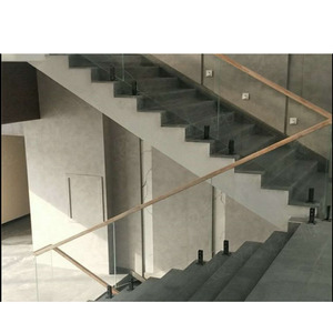Gradini del battistrada galleggiante in legno dritto interno in stile moderno <span class=keywords><strong>e</strong></span> corrimano ringhiera pannello in vetro temperato - Product Image 2